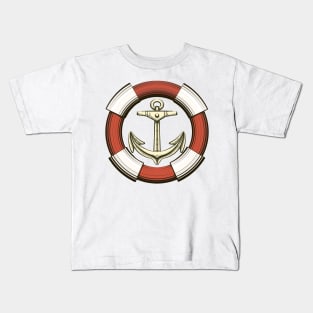 Anchor and Lifebuoy in retro style. Kids T-Shirt